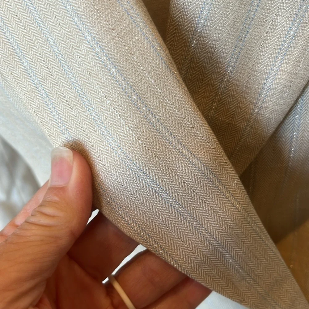 Banana Republic Blazer New Beige with Thin Silvery Blue White Stripe - Picture 6 of 16